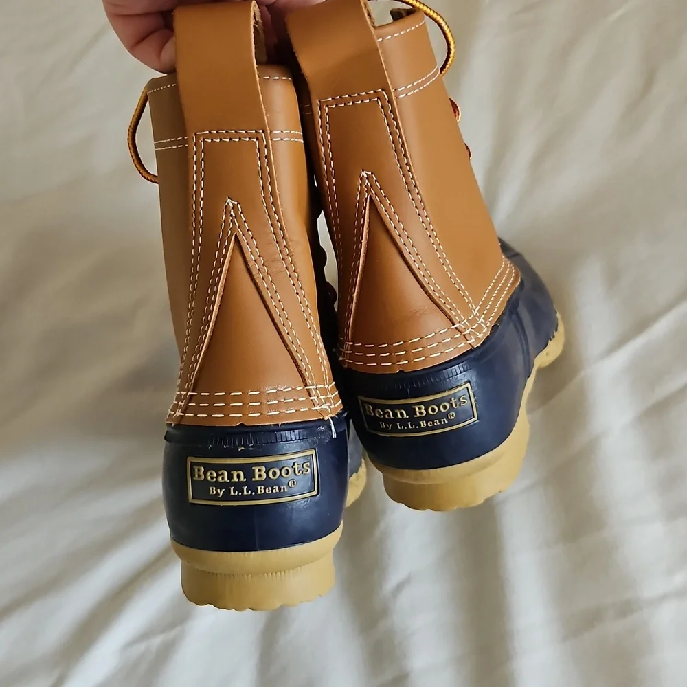 LL Bean Duck Bean Boot Tan Blue Size 7 - Picture 3 of 8